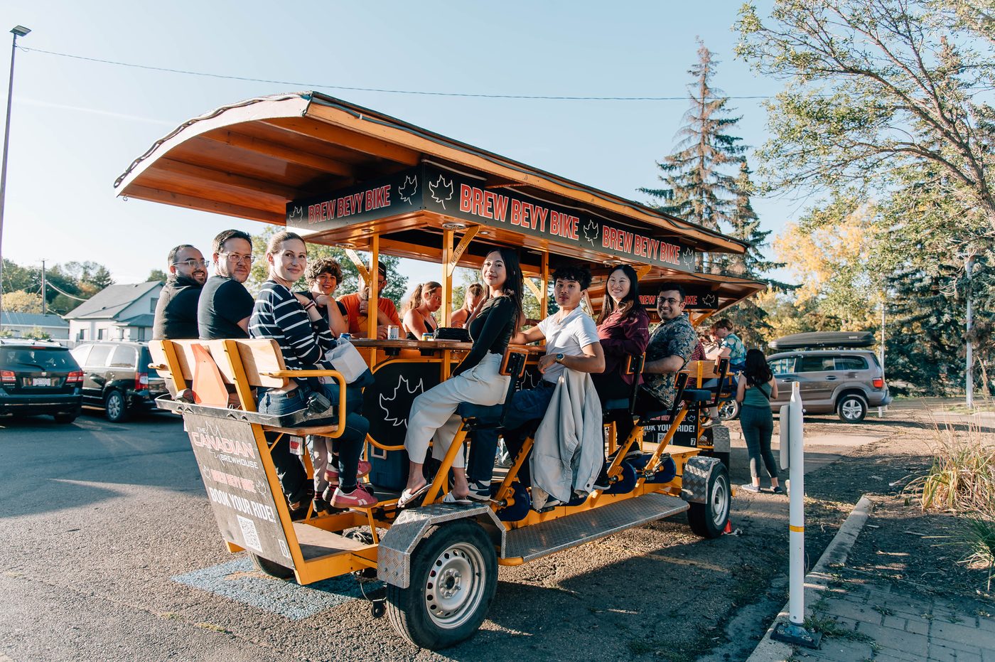 The Norwood Dental Centre team on a community brew-bike food tour through Edmonton